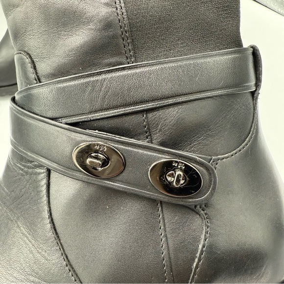 COACH | Essex Semi Matte Leather Tall Boots, Black 9.5 B wide calf/ regular - Picture 4 of 11